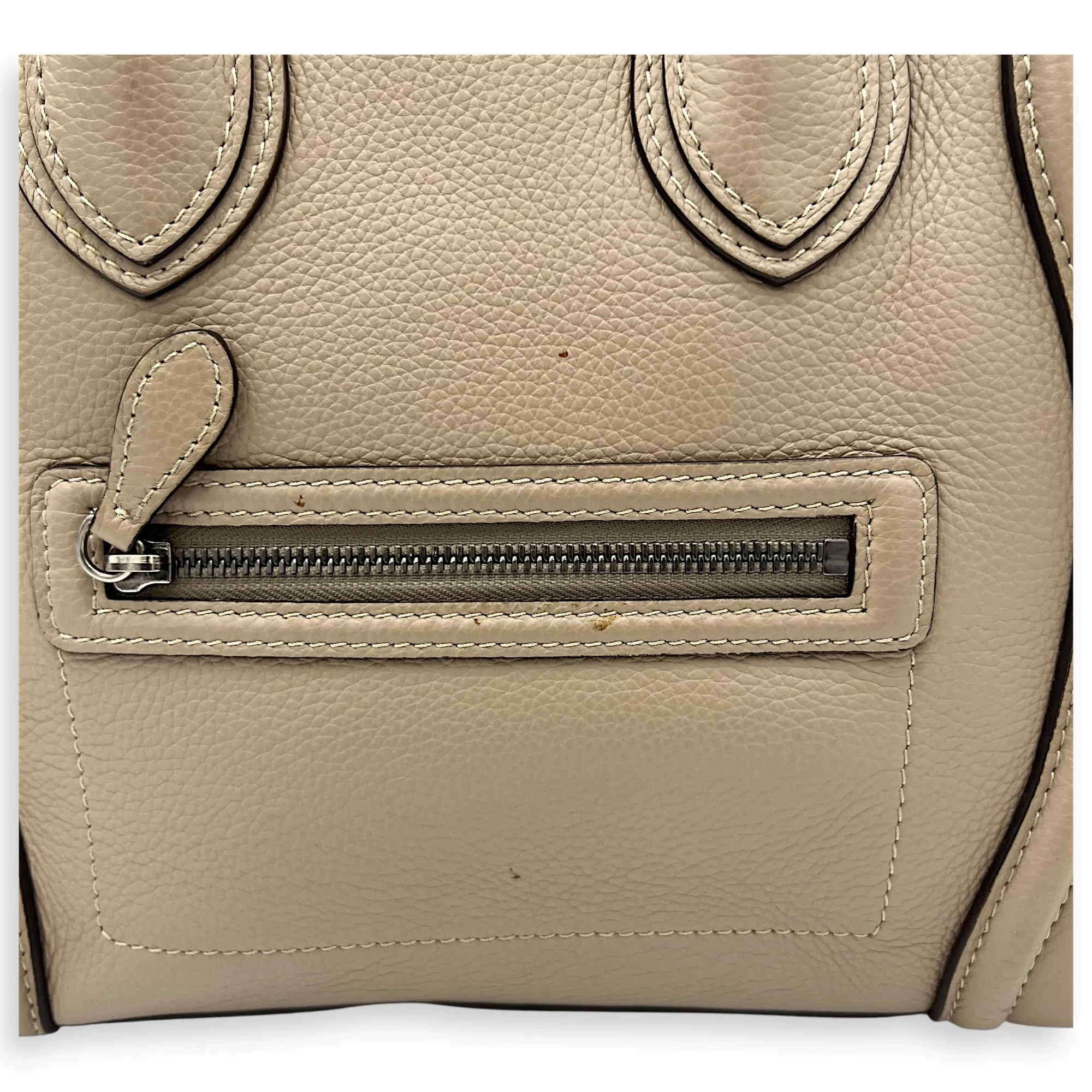 Luggage Mini Brown Top Handle Bag in Calfskin, Silver hardware