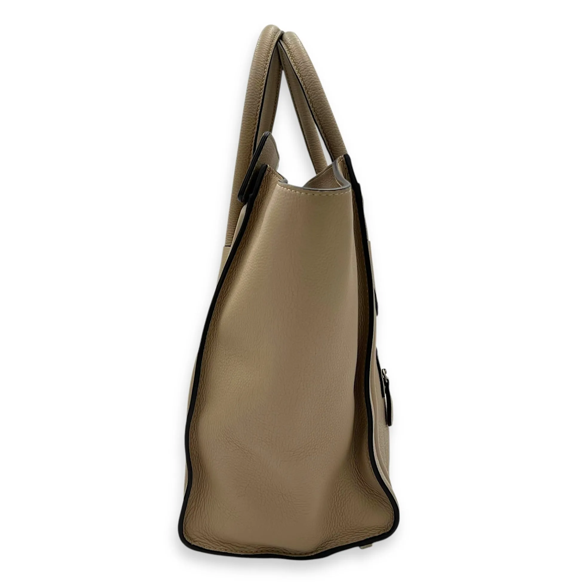 Luggage Mini Brown Top Handle Bag in Calfskin, Silver hardware