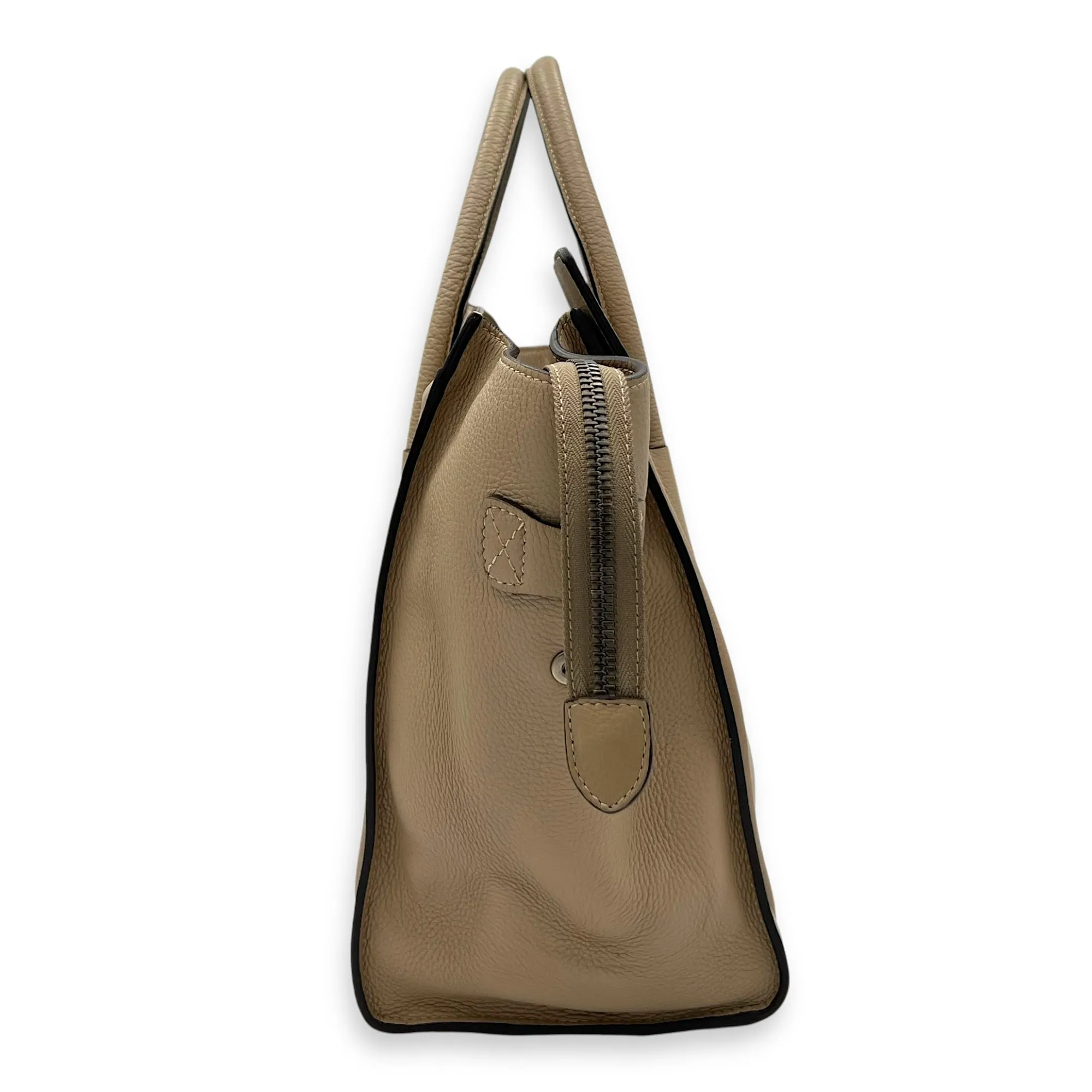 Luggage Mini Brown Top Handle Bag in Calfskin, Silver hardware