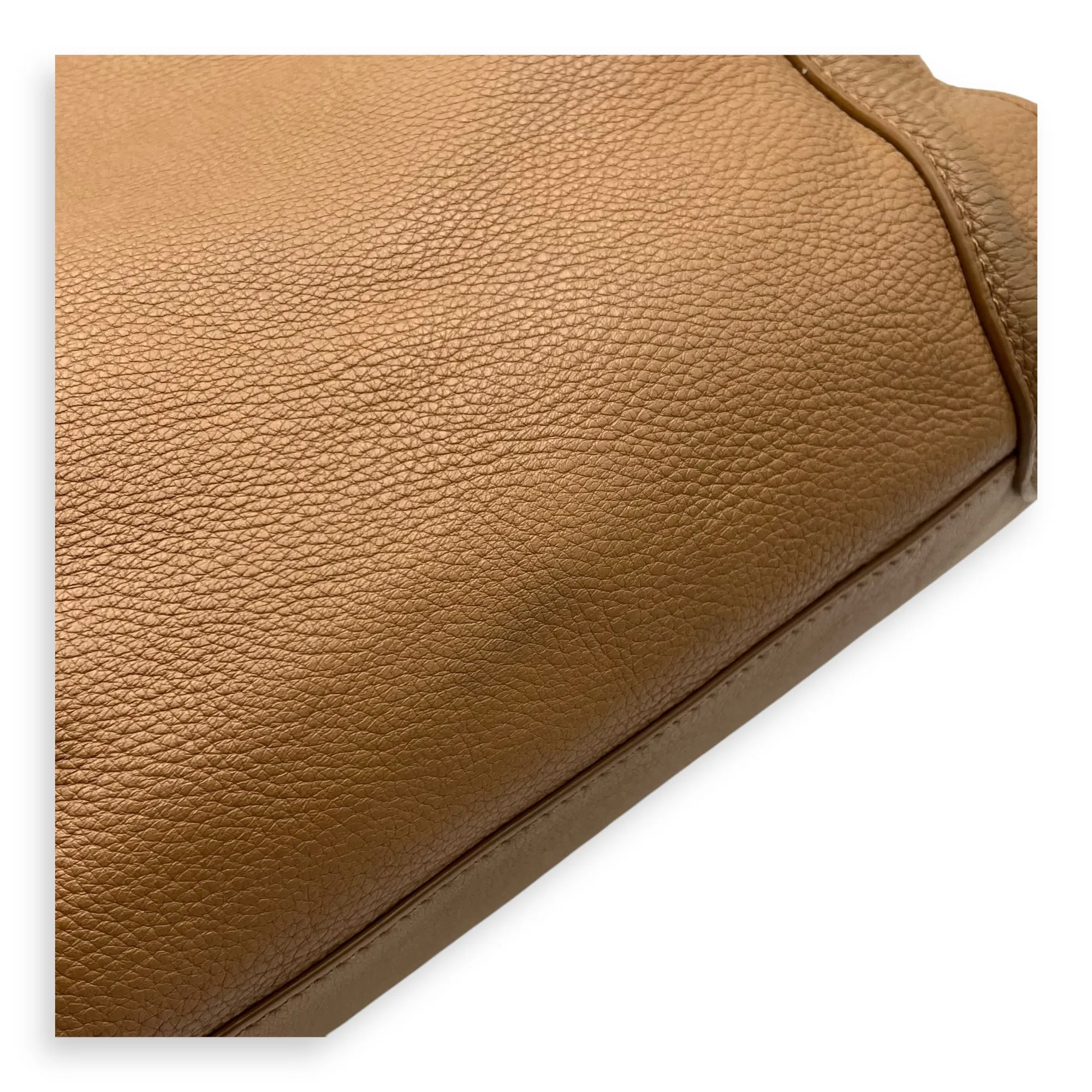 Luggage Top Handle Bag Mini Brown in Calfskin, Gold hardware