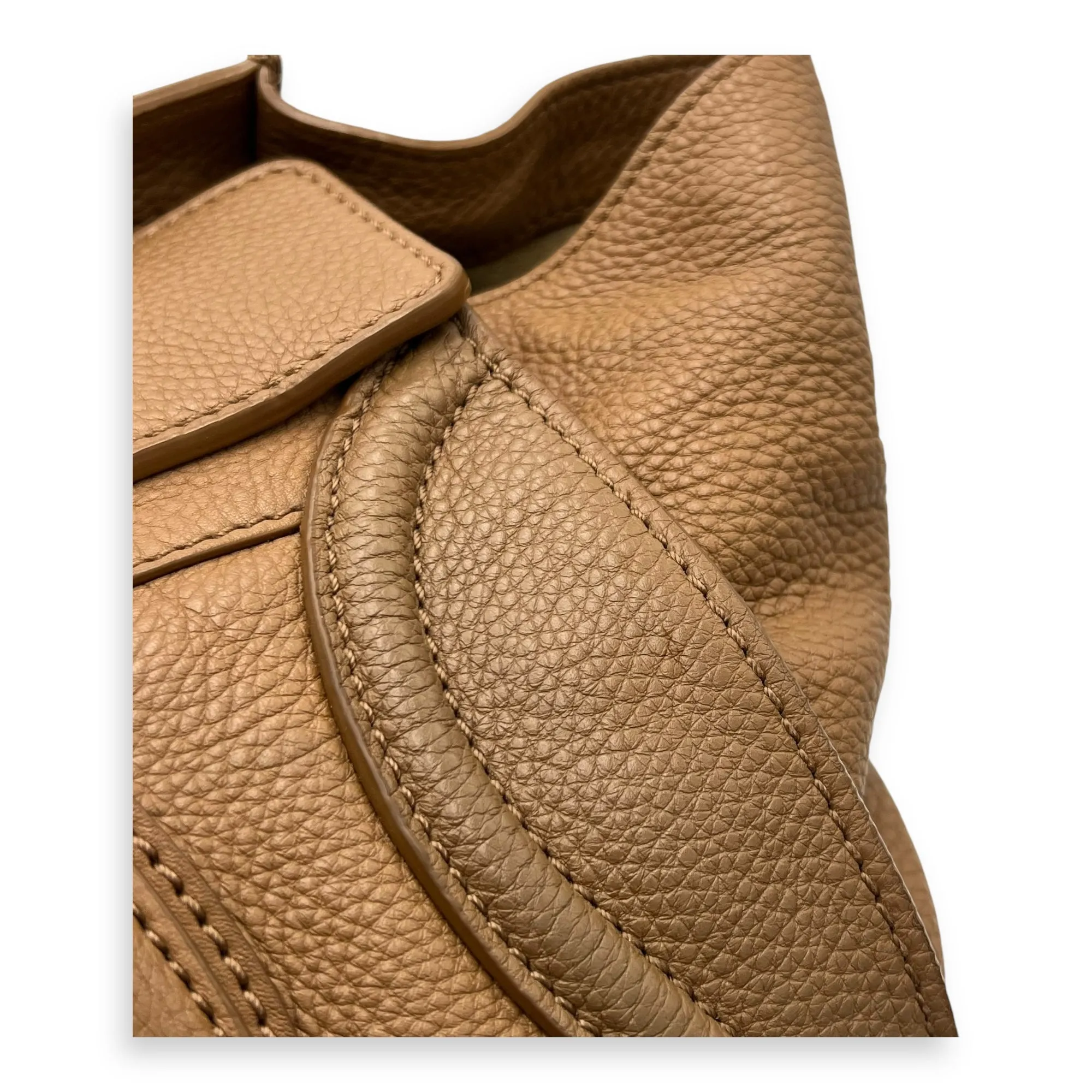 Luggage Top Handle Bag Mini Brown in Calfskin, Gold hardware
