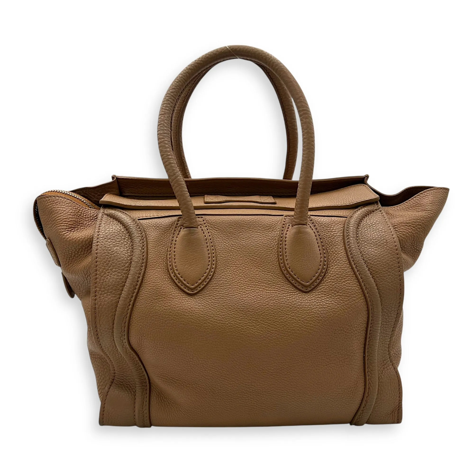 Luggage Top Handle Bag Mini Brown in Calfskin, Gold hardware
