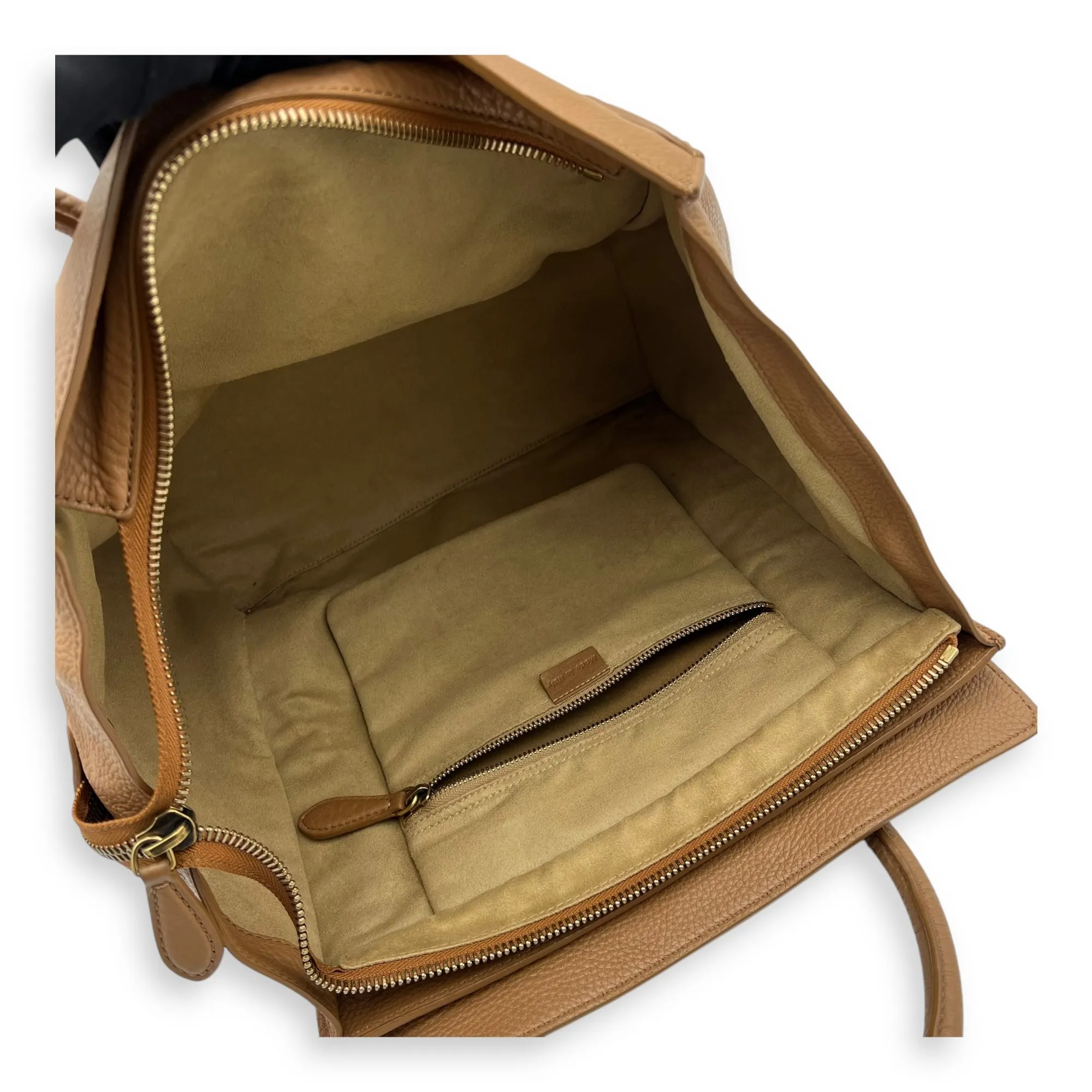 Luggage Top Handle Bag Mini Brown in Calfskin, Gold hardware