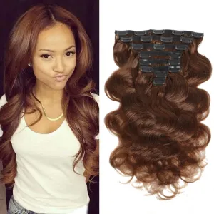 LUMIERE Clip In Hair Extensions Body Wave Clip In Extensions Human Hair For Black Women Medium Brown Seamless Clip Ins 8 Pcs 20 Clips 120g Double Wefts #4 14 Inch