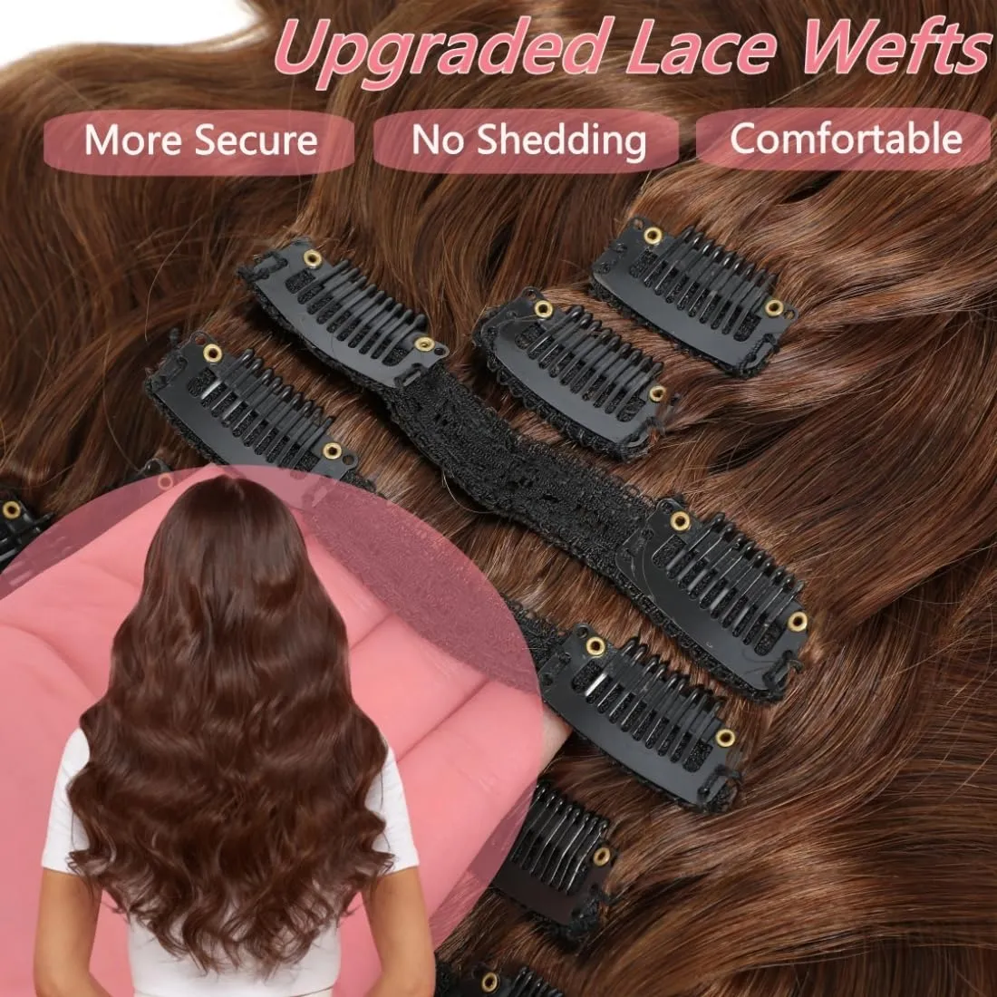 LUMIERE Clip In Hair Extensions Body Wave Clip In Extensions Human Hair For Black Women Medium Brown Seamless Clip Ins 8 Pcs 20 Clips 120g Double Wefts #4 14 Inch