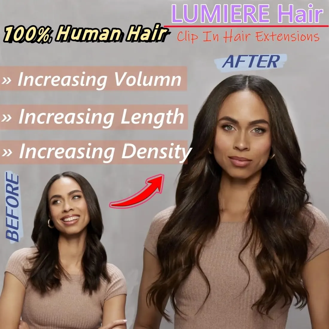 LUMIERE Clip In Hair Extensions Dark Brown Body Wave Human Hair Clip In Extensions For Black Women Seamless Clip Ins 8 Pcs 20 Clips 120g Double Wefts Brown Color #2 22 Inch