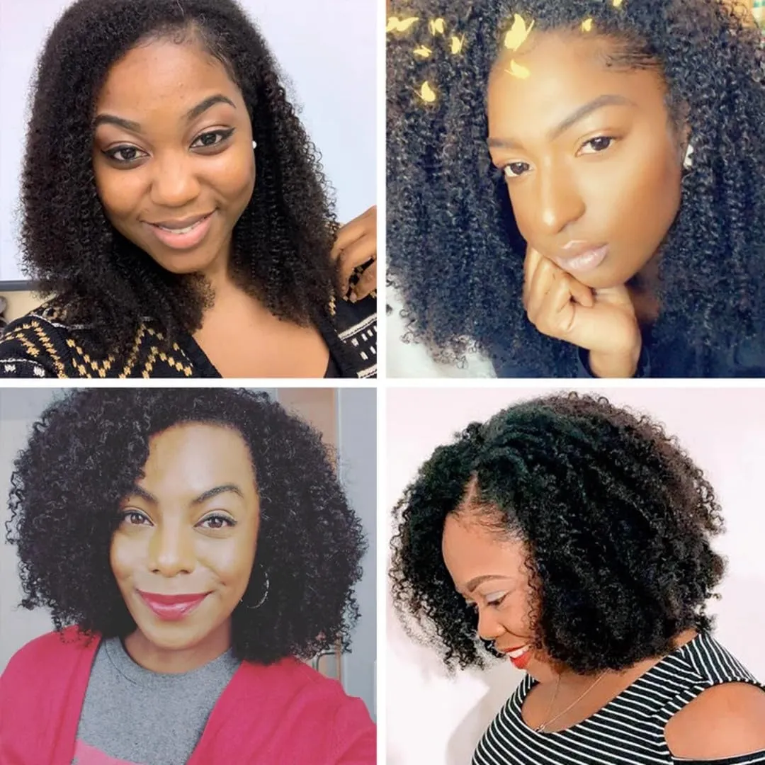 Lumiere Clip In Hair Extensions Real Human Hair 4B 4C Afro Curly Clip Ins Seamless Clip In Hair Extensions Black Women 120g/set 8 Pcs With 20 Clips Brazilian Remy Hair Natural Color 22 Inch