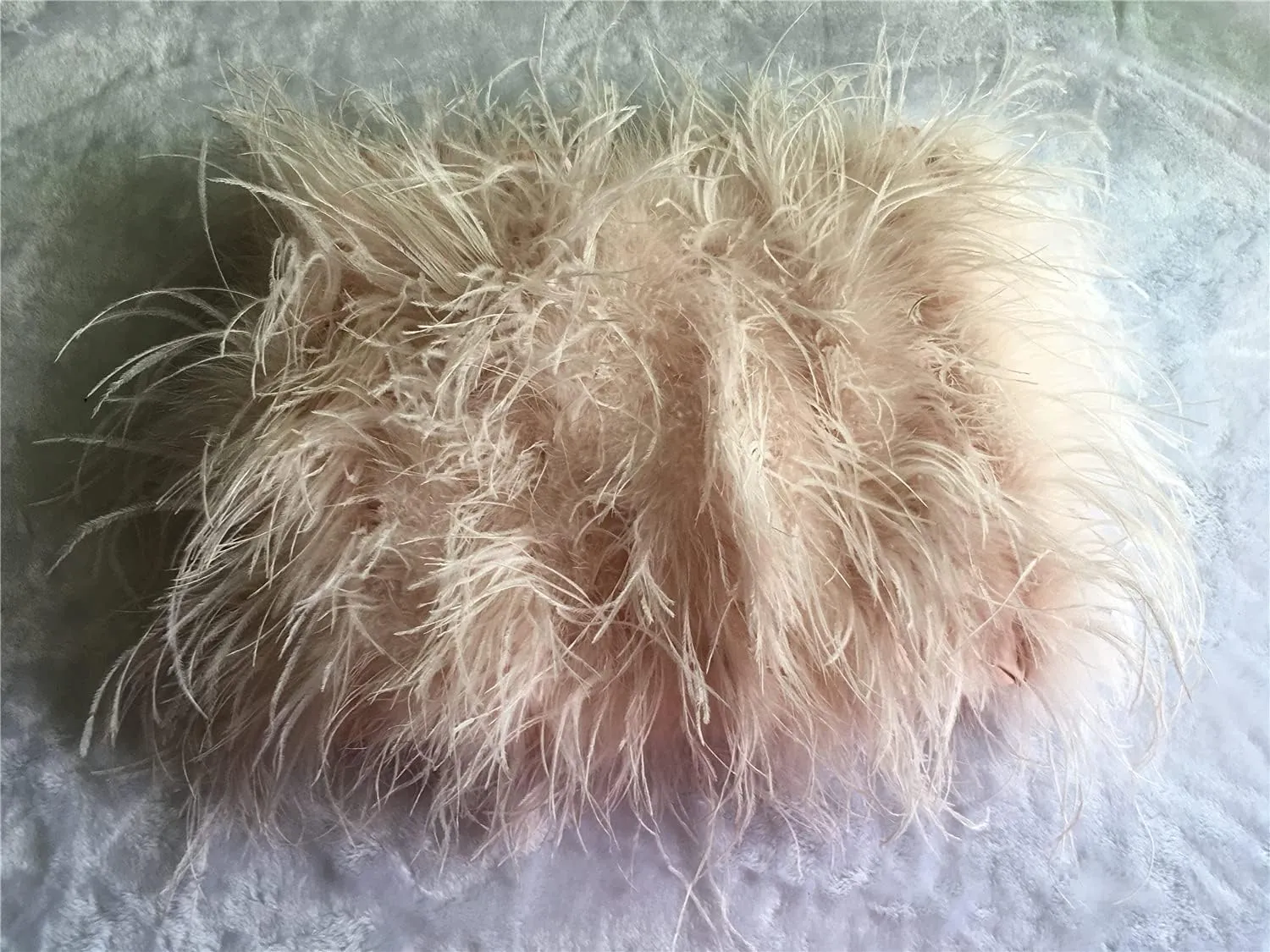 LVCOMEFF Women Ostrich Feather Bandeau Bralette Mini Crop Top Tube Top Strapless for Party Carnival