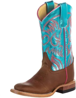Macie Bean Kids Crazy horse with Metallic Turquoise Top Boot Brown 9