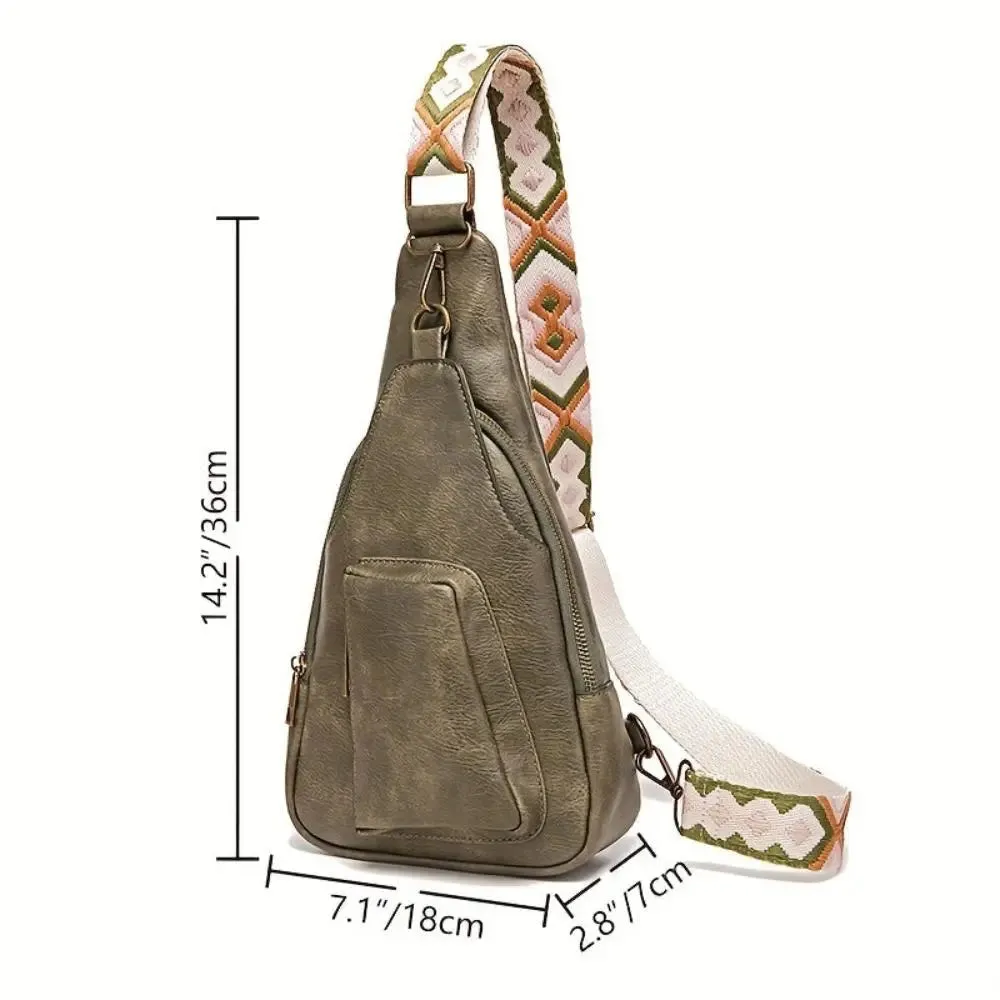 Mackenzie - Vintage Crossbody Sling Bag with Geometric Strap