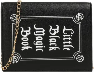 Magic Book Shaped Crossbody Bag Small Letter Print Shoulder Bag Goth Style Square Purse For Women (Black-A)