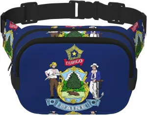 Maine State Flag print Womens Fanny Pack Everyday Hip Pouch Waist Bag for Travel Outdoor Running Hunting for Adult