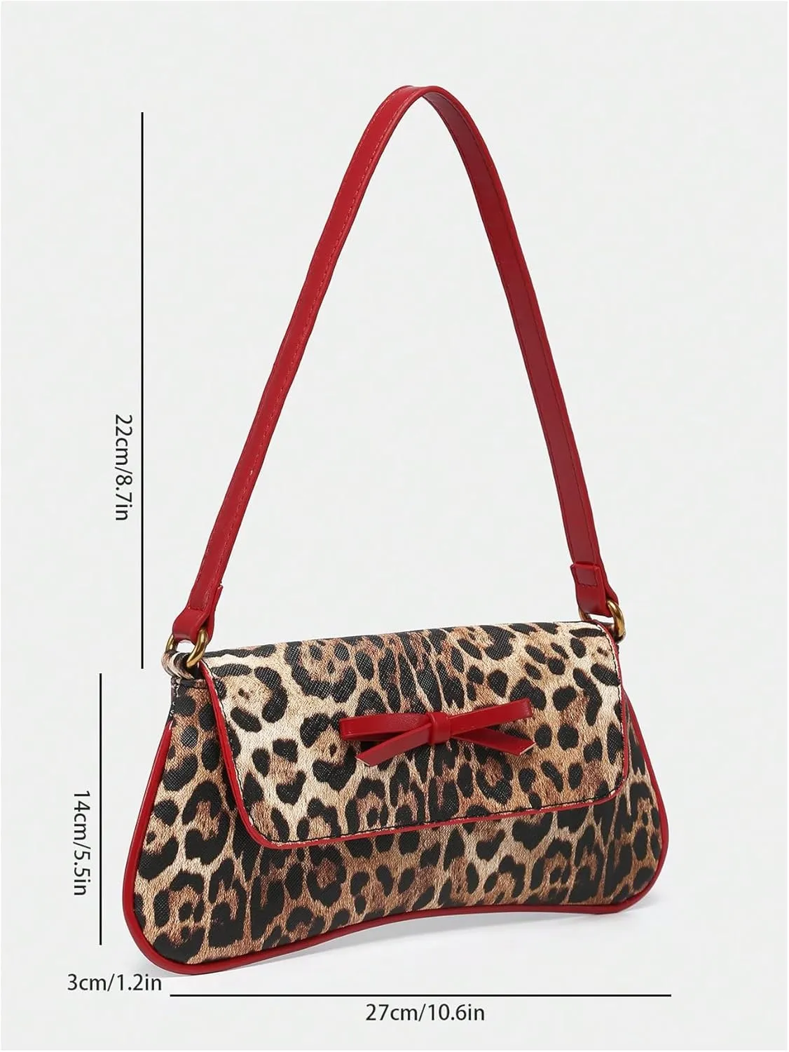 MakeMeChic Women's Cheetah Print Purse Faux Leather Leopard Bow Y2K Flap Shoulder Bag