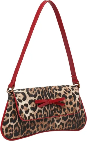 MakeMeChic Women's Cheetah Print Purse Faux Leather Leopard Bow Y2K Flap Shoulder Bag