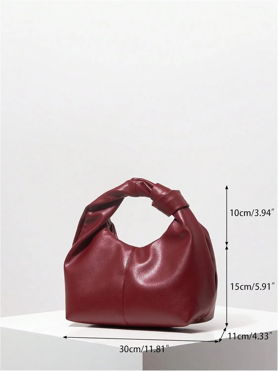 MakeMeChic Women's PU Leather Ruched Satchel Handbags Top Handle Mini Purse Dumpling Bag