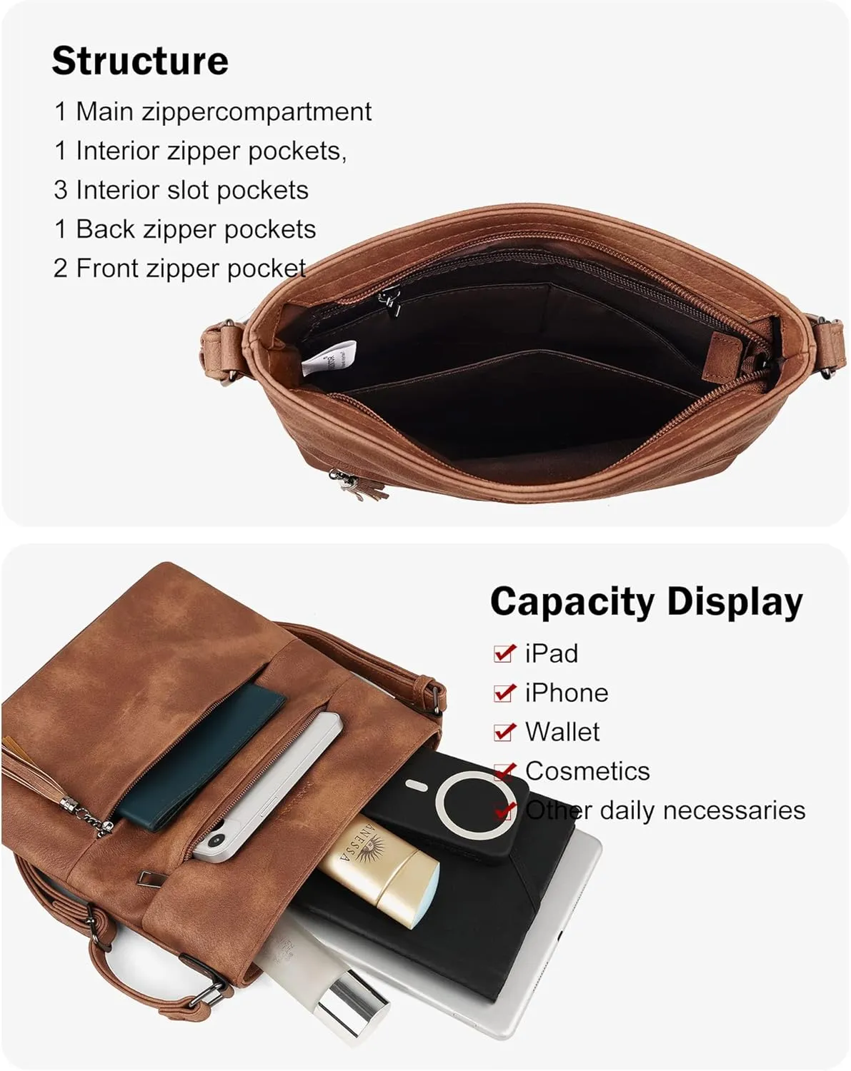 MASINTOR Crossbody Bags For Women, Stylish and Lightweight Shoulder Bag with Large Capacity, Crossbody Purse for Everyday Use