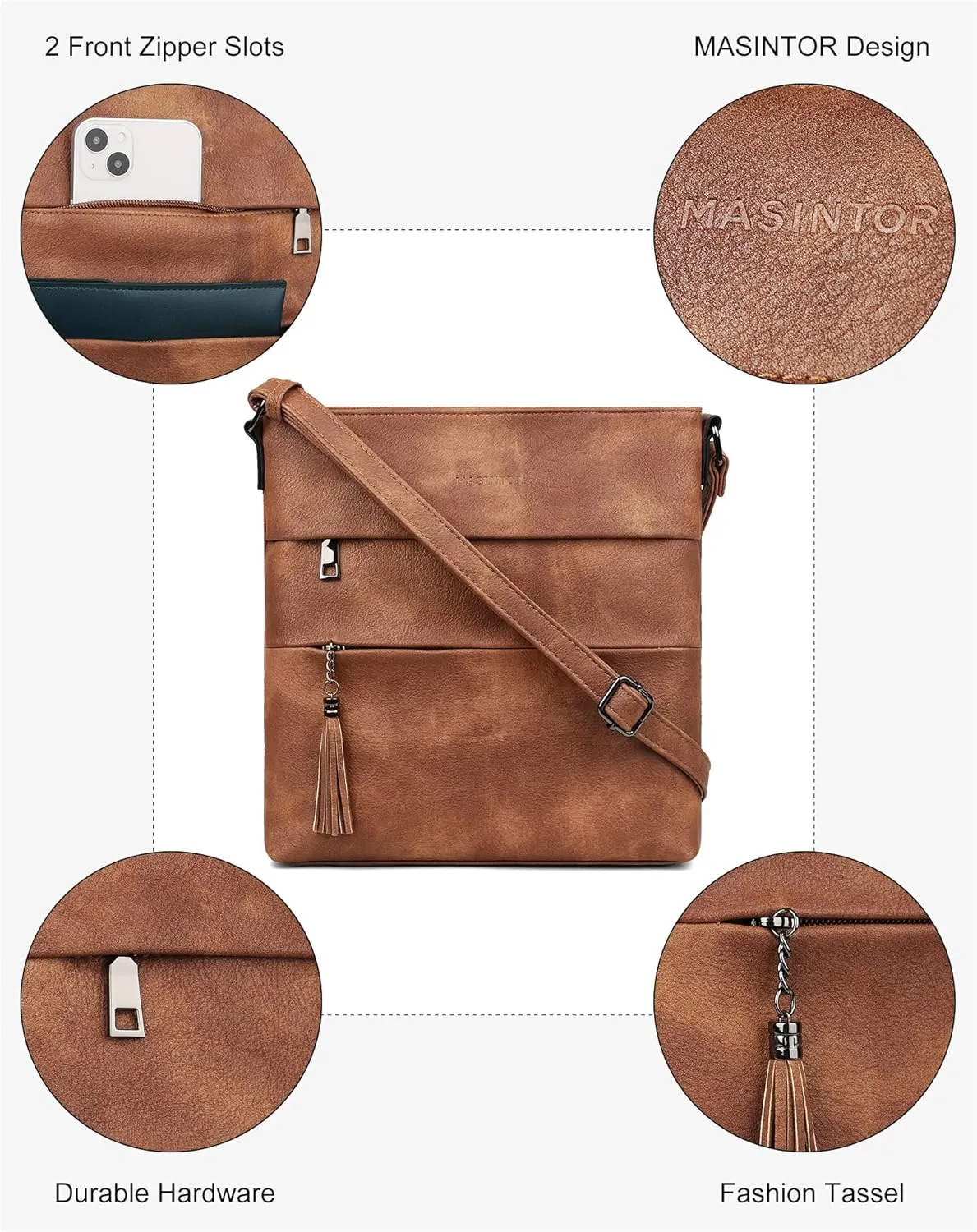 MASINTOR Crossbody Bags For Women, Stylish and Lightweight Shoulder Bag with Large Capacity, Crossbody Purse for Everyday Use
