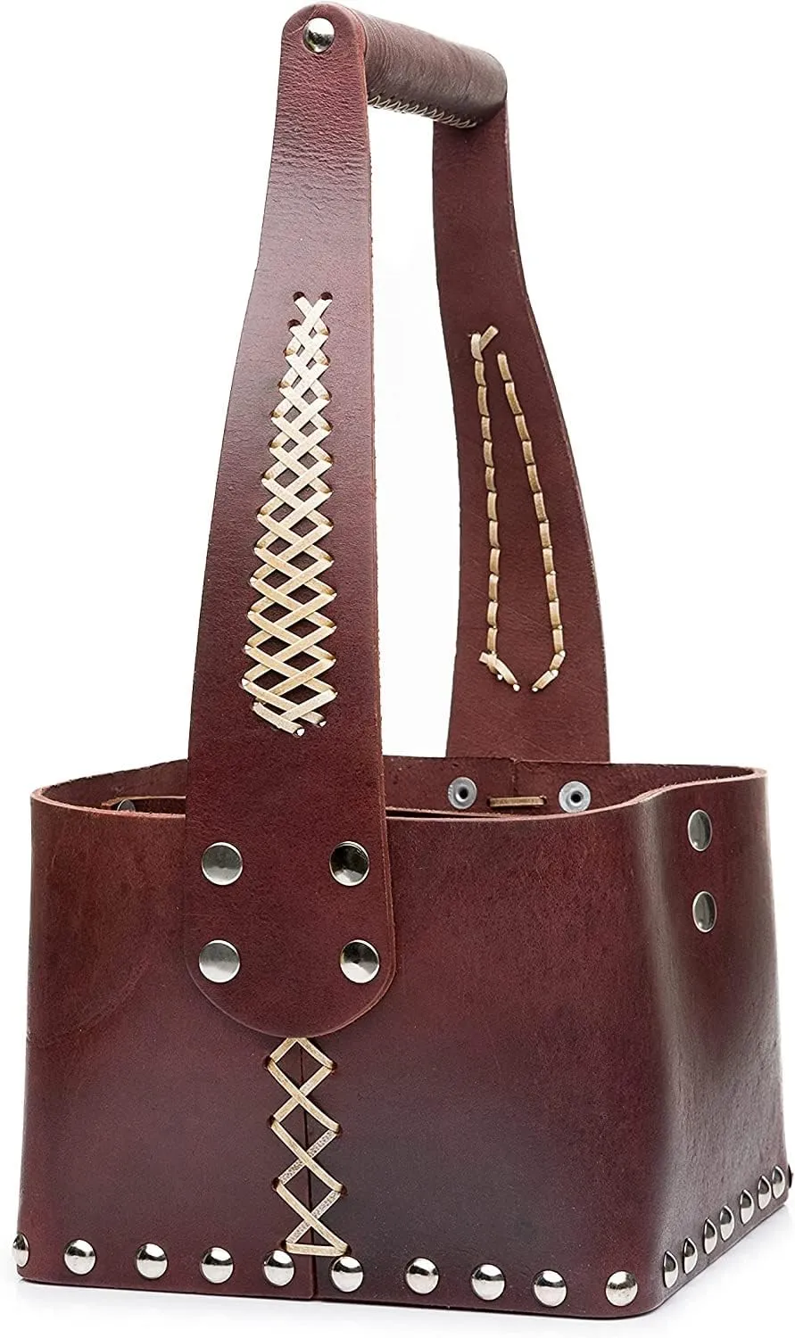 Matero Bag for Yerba Mate Gourd and Thermos, Leather, Handle and Shoulder Strap, Essential for Travel and Home Use