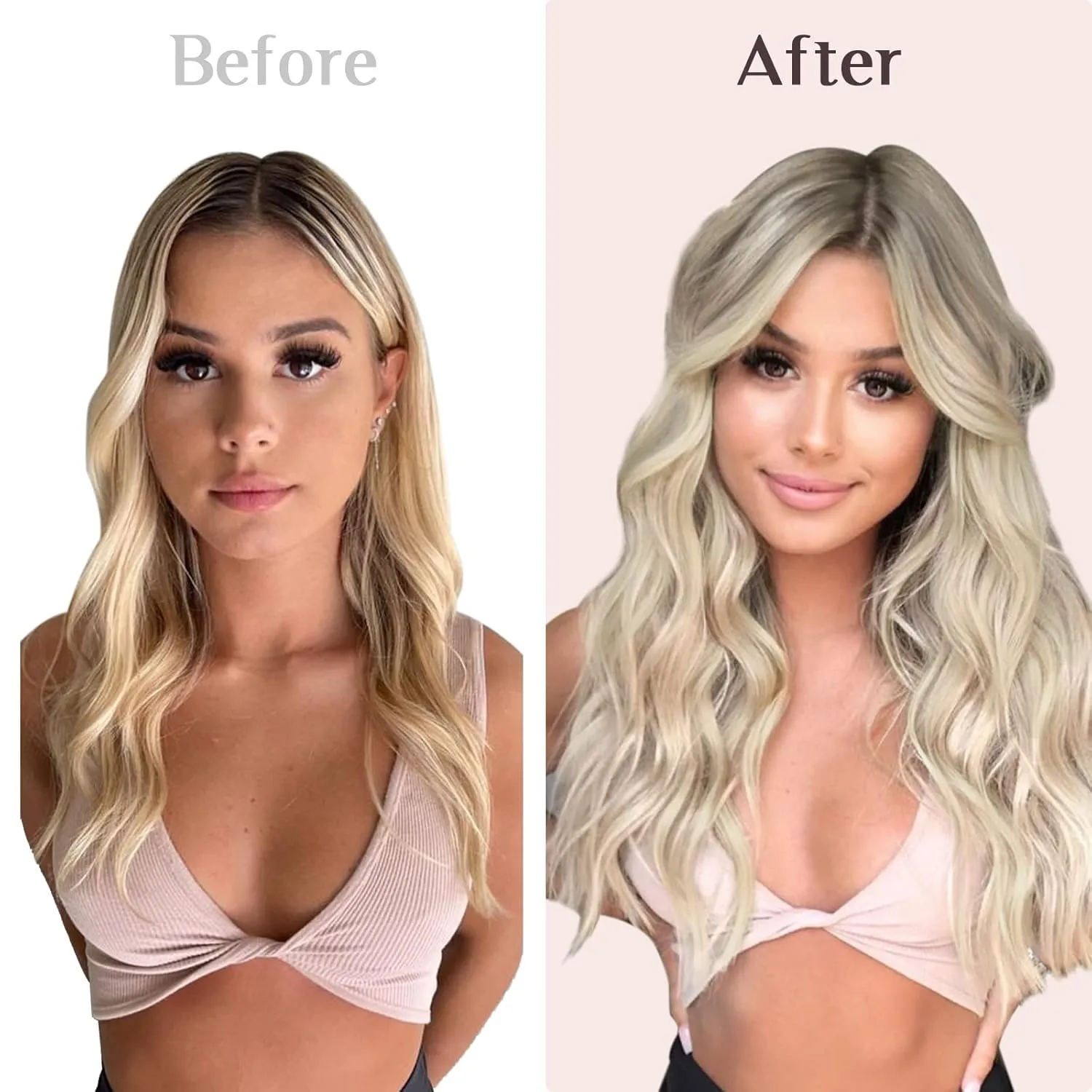 MAXITA Clip in Hair Extensions Real Human Hair, 18 Inch 7 pcs Ash Blonde Highlighted Platinum Blonde 80g, Extensions Clip ins for Woman