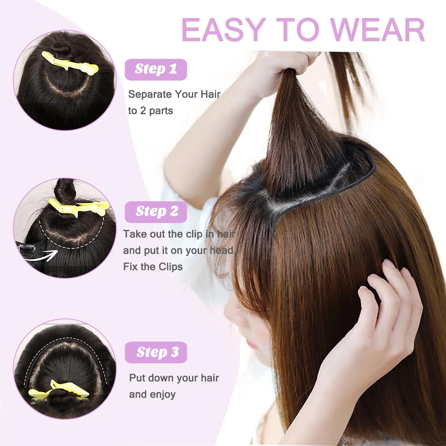 Medium Brown Clip in Hair Extensions Real Human Hair 16Inch Invisible Hairpiece for Women Adding Hair Volume Silky Straight Brown Clip In Hair Extensions 80G Double Weft One Piece for Thinning Hair