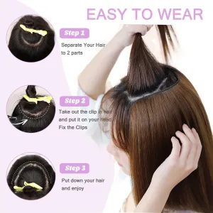 Medium Brown Clip in Hair Extensions Real Human Hair 16Inch Invisible Hairpiece for Women Adding Hair Volume Silky Straight Brown Clip In Hair Extensions 80G Double Weft One Piece for Thinning Hair
