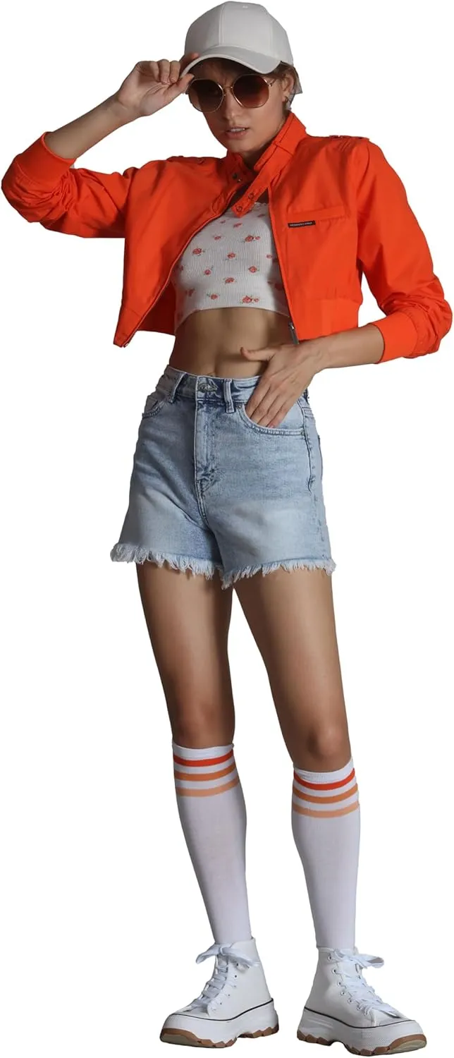 Members Only Mini Cropped Jacket Women Trendy Racer Jacket