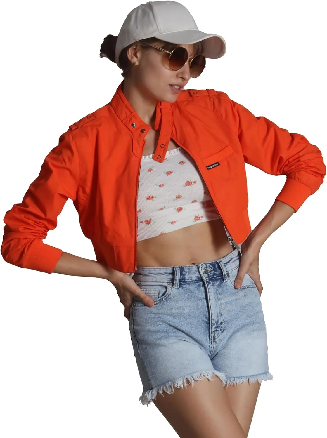 Members Only Mini Cropped Jacket Women Trendy Racer Jacket