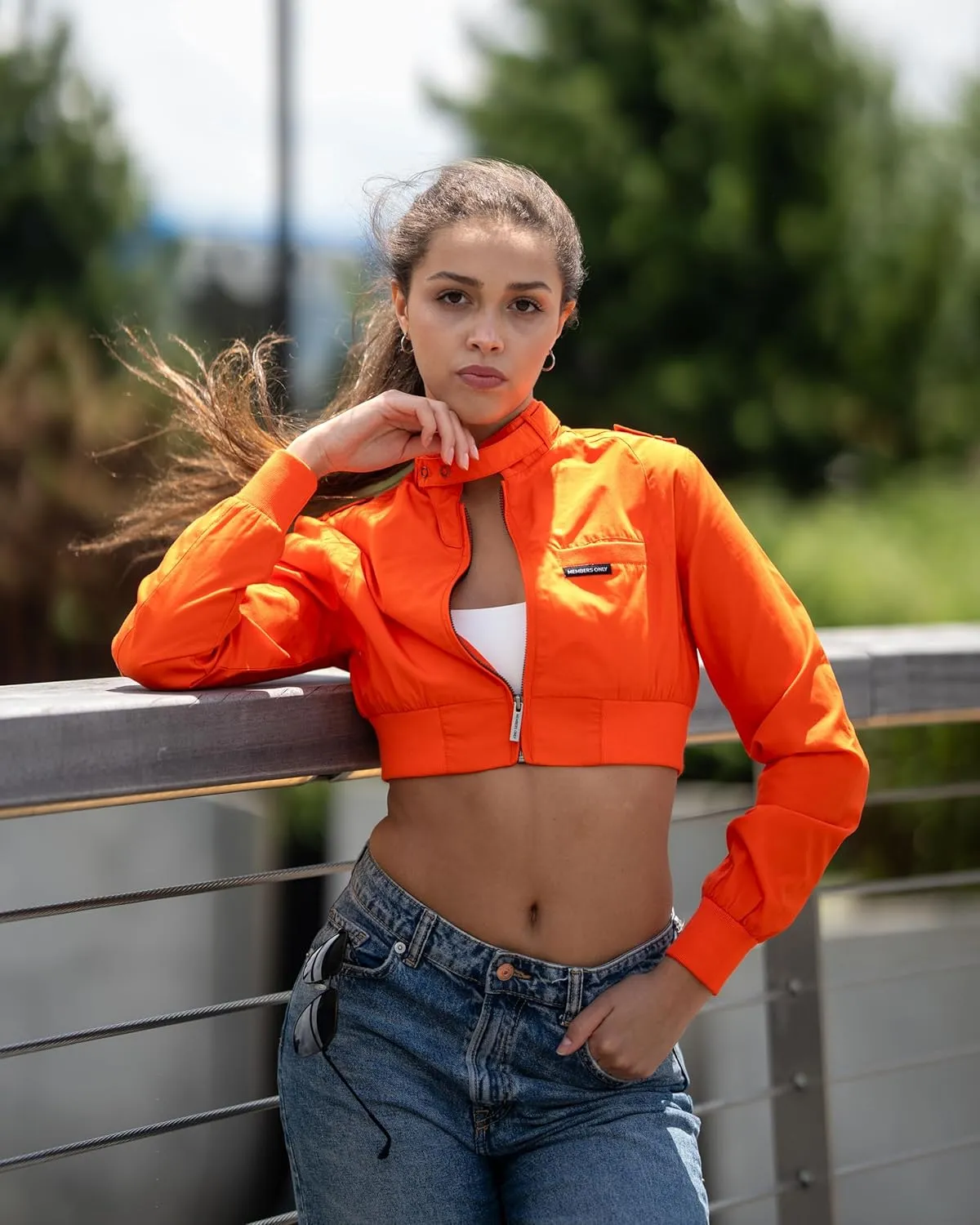 Members Only Mini Cropped Jacket Women Trendy Racer Jacket