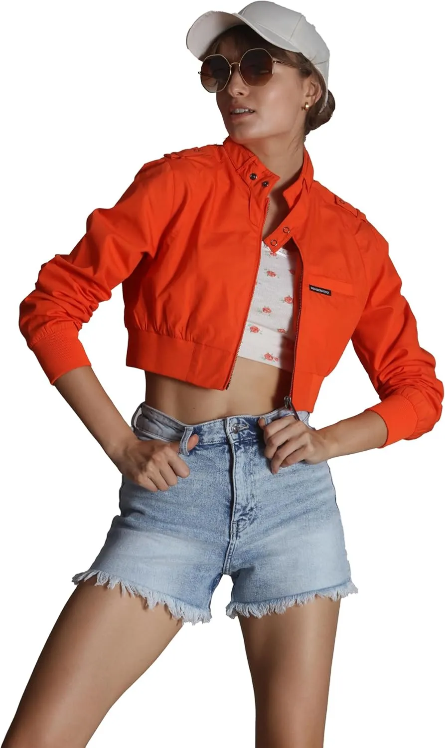 Members Only Mini Cropped Jacket Women Trendy Racer Jacket