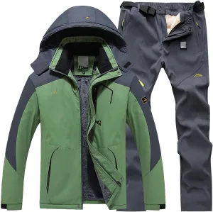 Men 2023 Ski Jacket and Pant Set Fall Winter Warm Waterproof Windproof Hooded Snow Coat 2 Pieces Snowboarding Snowsuit
