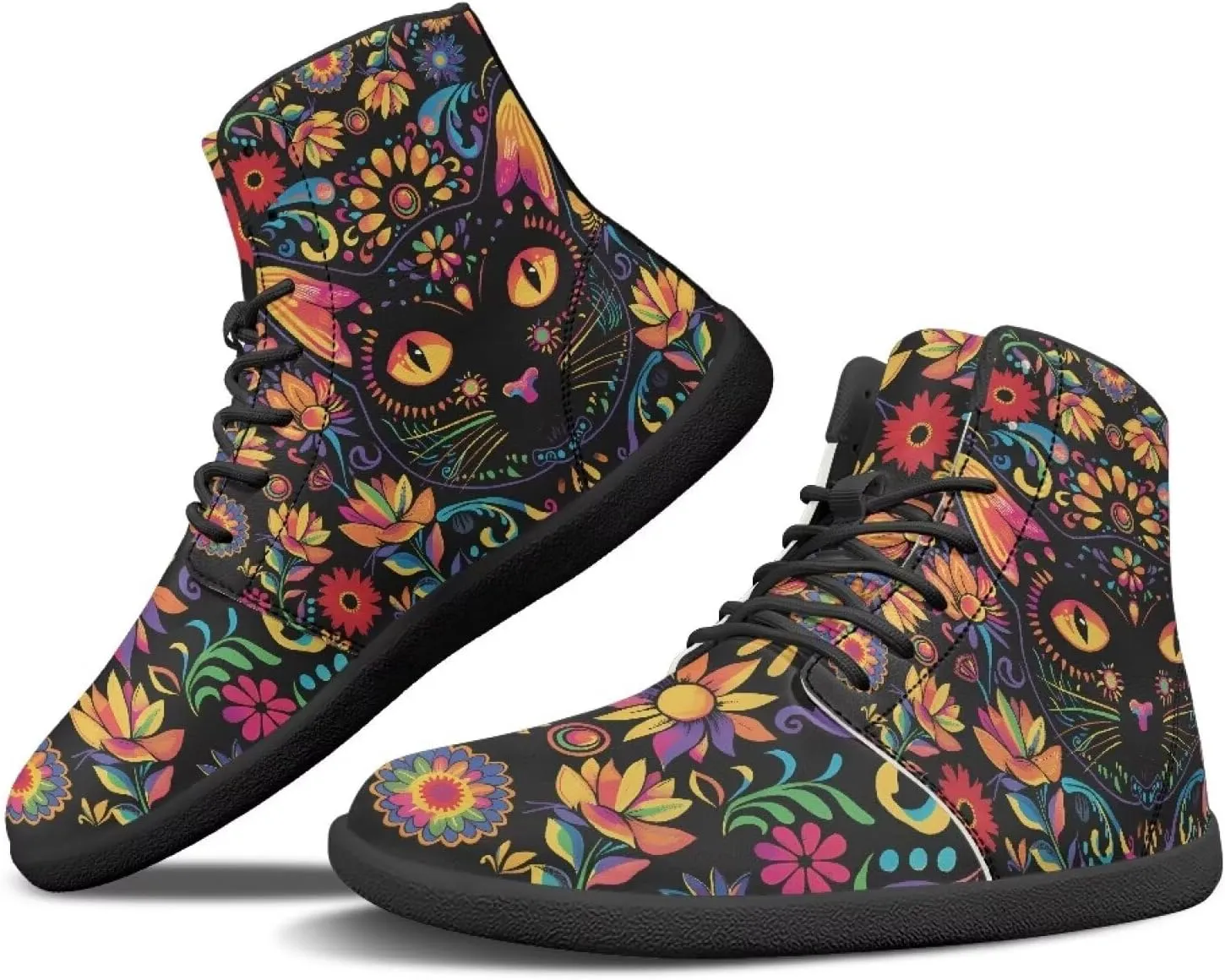 Men's Barefoot Shoes Wide Width Leather Shoes Women High Top Sneakers