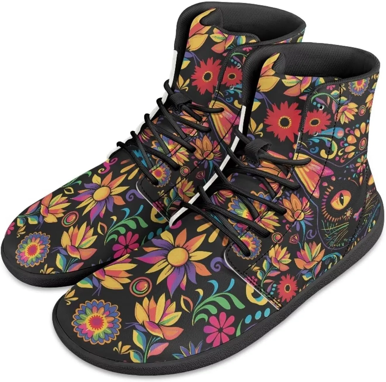 Men's Barefoot Shoes Wide Width Leather Shoes Women High Top Sneakers