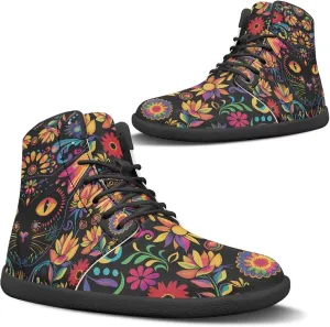 Men's Barefoot Shoes Wide Width Leather Shoes Women High Top Sneakers