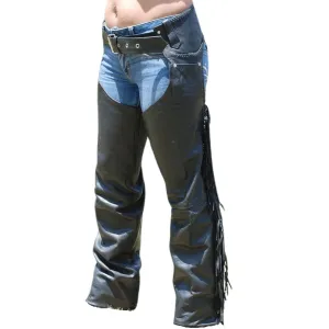 Men's Black Leather Chaps Western Cowboy Fringe Chaps LBCP303