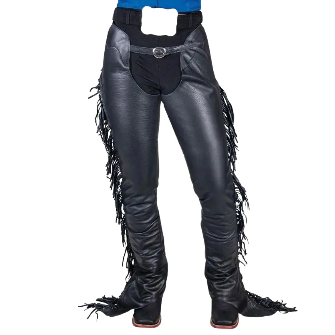 Men's Black Leather Chaps Western Cowboy Fringe Chaps LBCP304