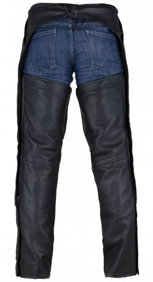 Men's Black Leather Chaps Western Cowboy Fringe Chaps LBCP319