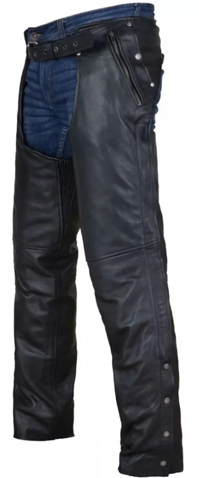 Men's Black Leather Chaps Western Cowboy Fringe Chaps LBCP319