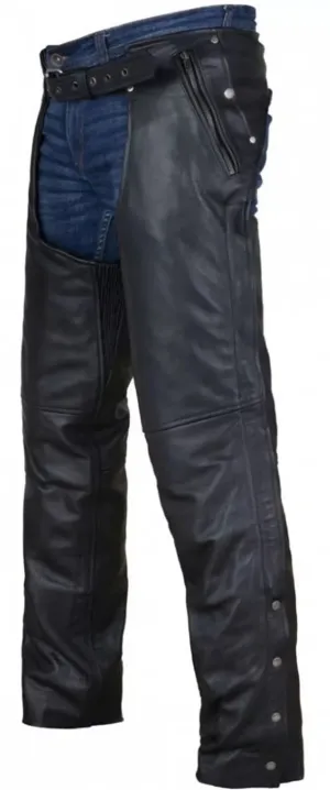 Men's Black Leather Chaps Western Cowboy Fringe Chaps LBCP319