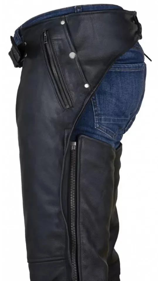 Men's Black Leather Chaps Western Cowboy Fringe Chaps LBCP319