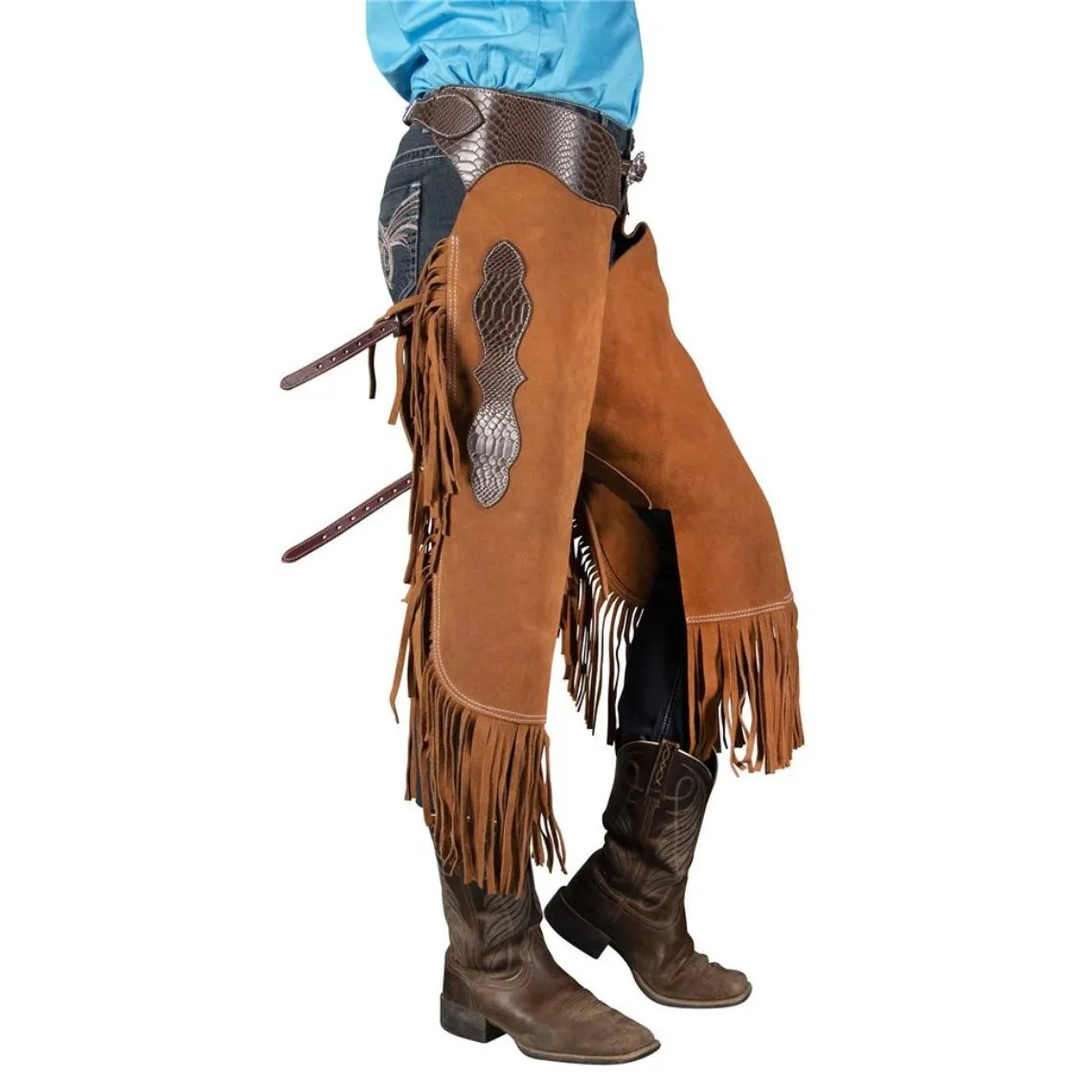 Men's Brown Suede Leather Chaps Western Cowboy Fringe Chaps LBCP309