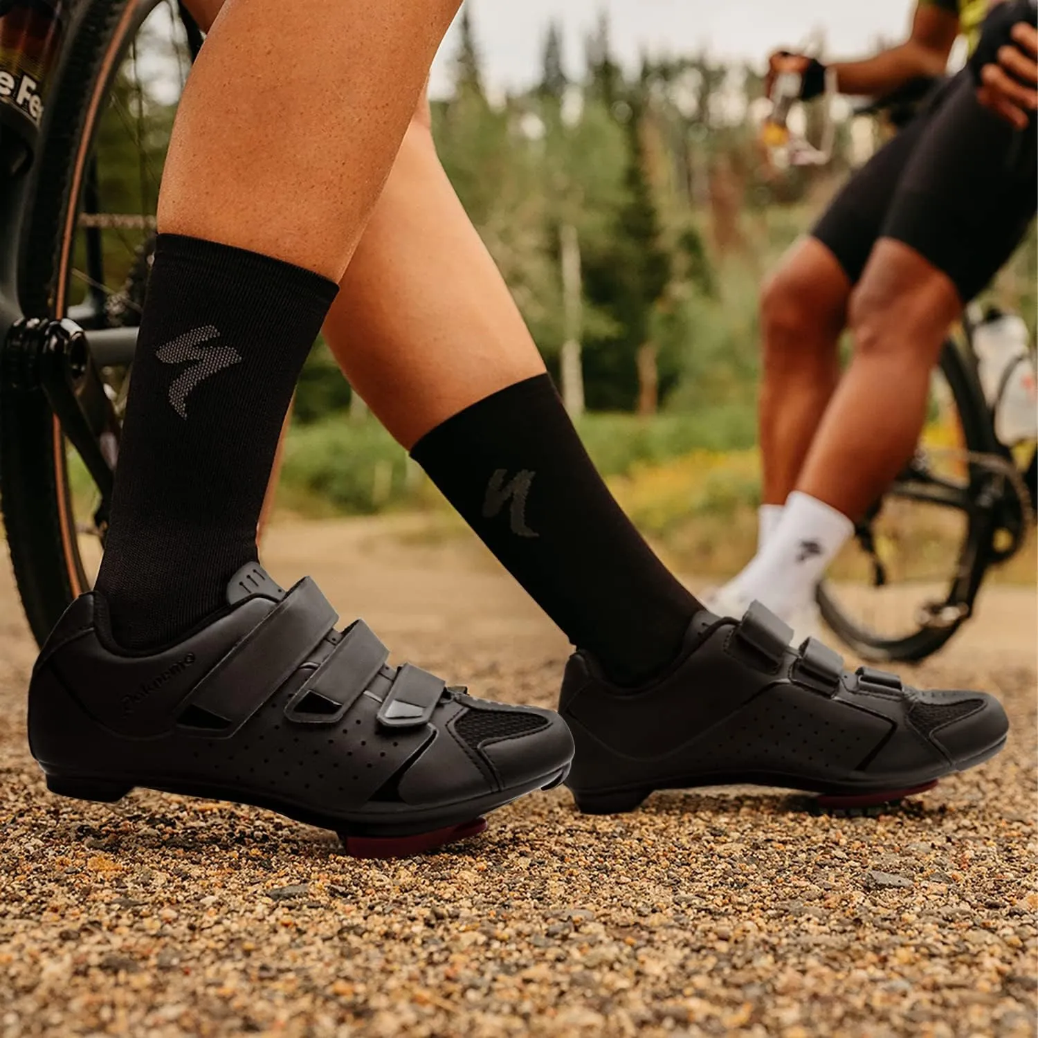 Mens Cycling Shoes Compatible with Peloton Bike & SPD 2 Bolt Clips - Unisex Spin Bicycle Shoes with 3 Bolt Look Delta Cleats - Indoor Outdoor Road Bike Cycling