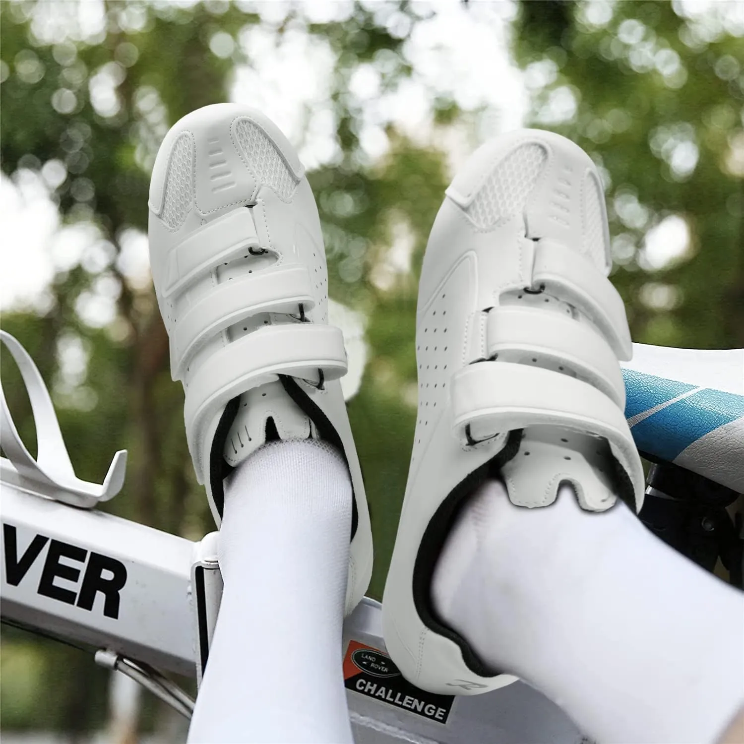 Mens Cycling Shoes Compatible with Peloton Bike & SPD 2 Bolt Clips - Unisex Spin Bicycle Shoes with 3 Bolt Look Delta Cleats - Indoor Outdoor Road Bike Cycling