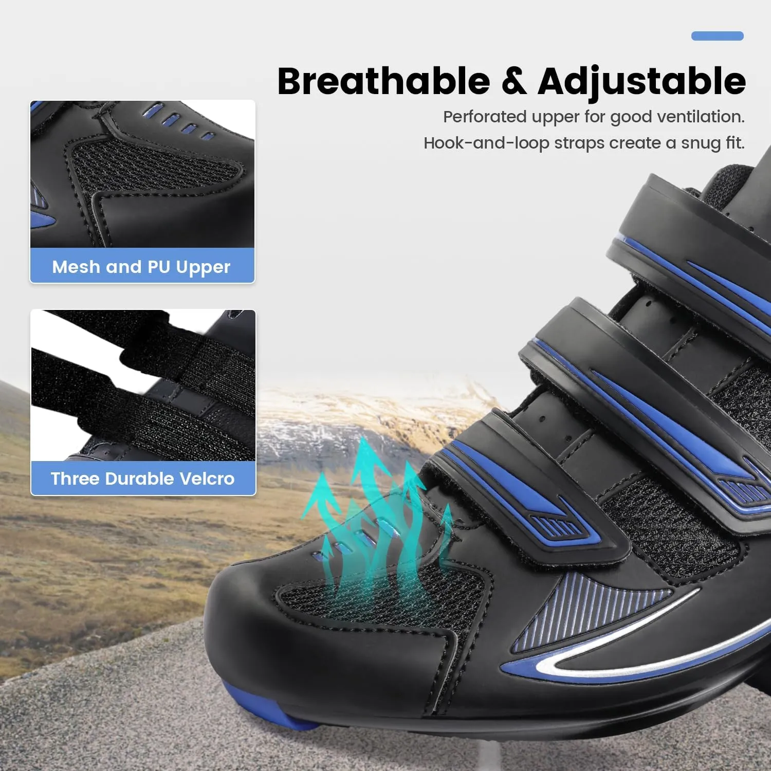 Mens Cycling Shoes Compatible with Peloton Bike & SPD 2 Bolt Clips - Unisex Spin Bicycle Shoes with 3 Bolt Look Delta Cleats - Indoor Outdoor Road Bike Shoes for Men Women