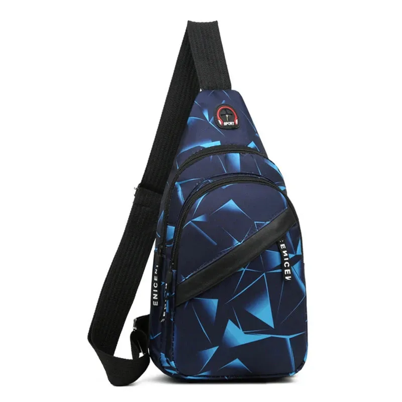 Men's Geometric Print Oxford Crossbody Chest Bag