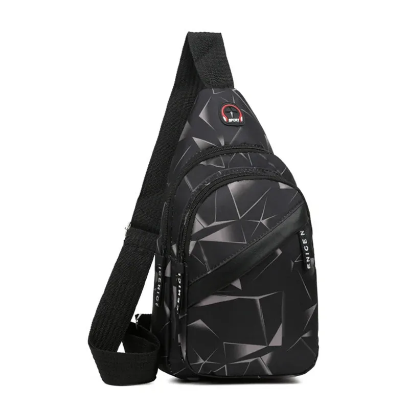 Men's Geometric Print Oxford Crossbody Chest Bag