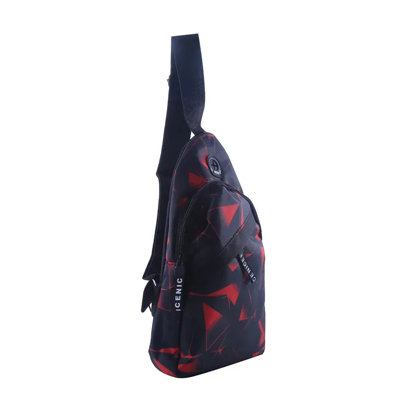 Men's Geometric Print Oxford Crossbody Chest Bag