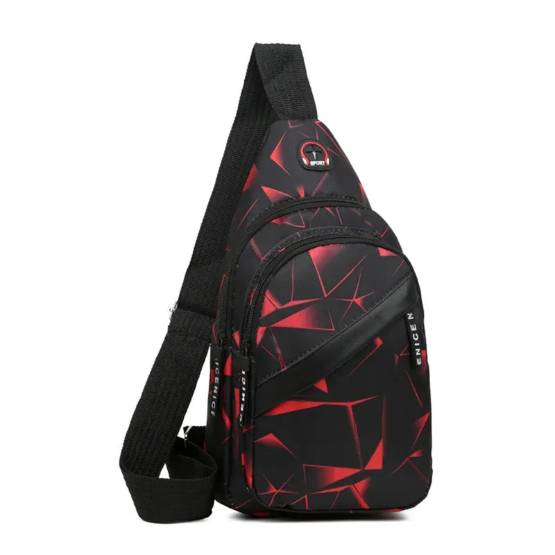Men's Geometric Print Oxford Crossbody Chest Bag