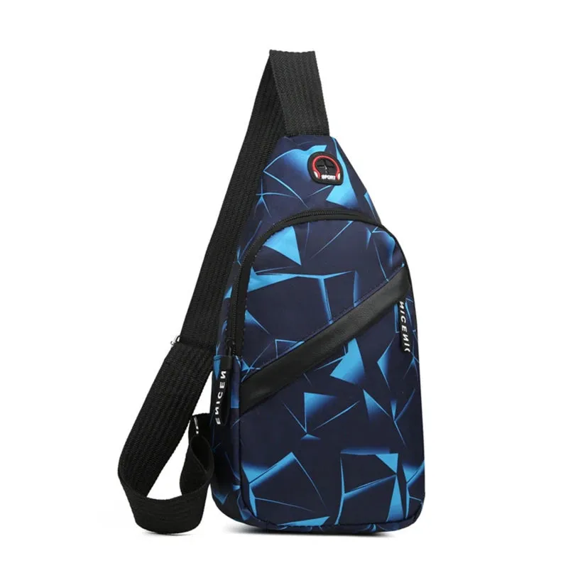 Men's Geometric Print Oxford Crossbody Chest Bag