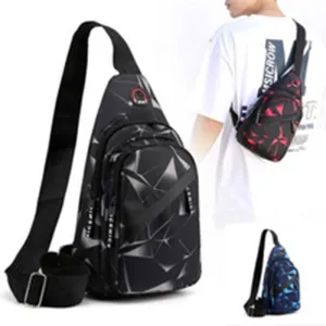 Men's Geometric Print Oxford Crossbody Chest Bag