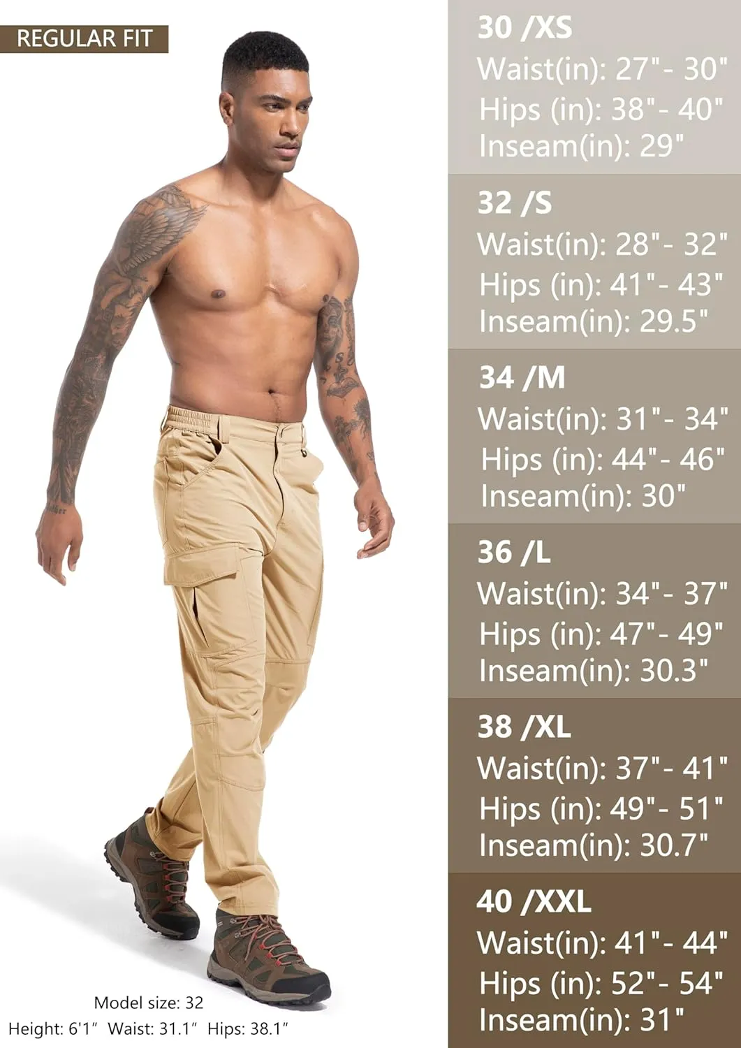 Men's Lightweight Hiking Cargo Work Pants Quick Dry Water Resistant Fishing Travel Climbing Outdoor Stretch Pants
